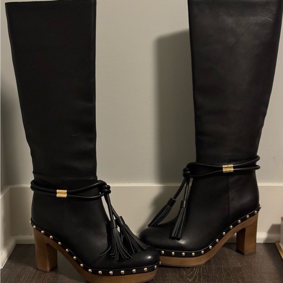 ULLA JOHNSON New Black Elin Leather Tassel Boots - Picture 2 of 7